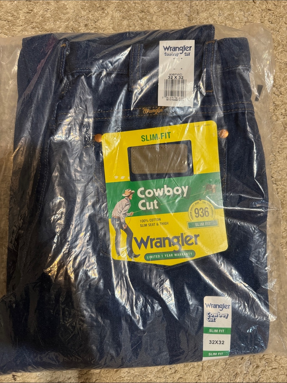 Wrangler Dark Blue Cowboy Cut Slim-Fit Jeans